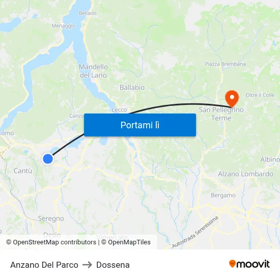 Anzano Del Parco to Dossena map
