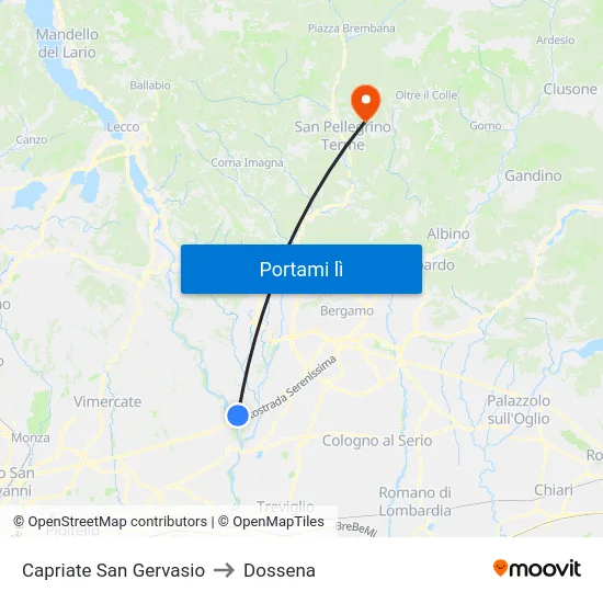 Capriate San Gervasio to Dossena map