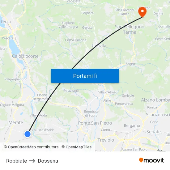 Robbiate to Dossena map