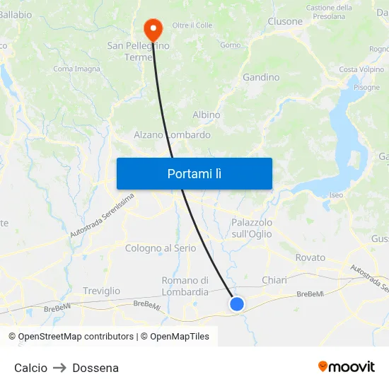 Calcio to Dossena map