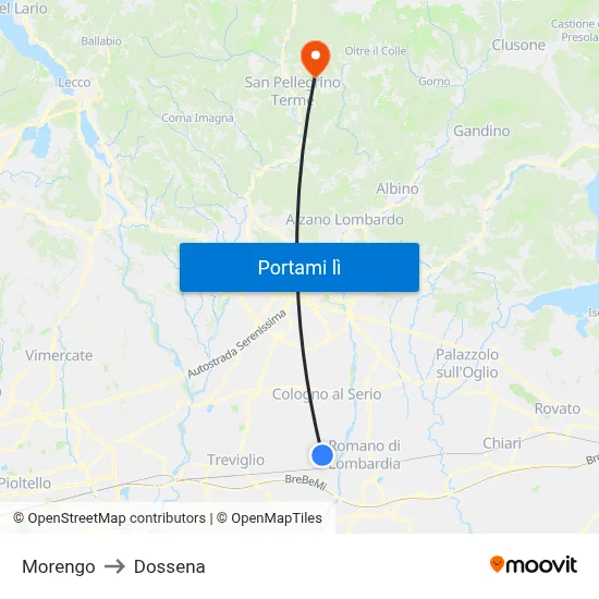 Morengo to Dossena map