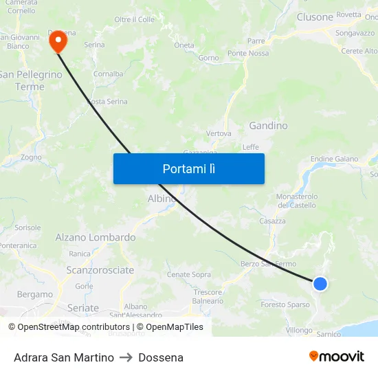 Adrara San Martino to Dossena map