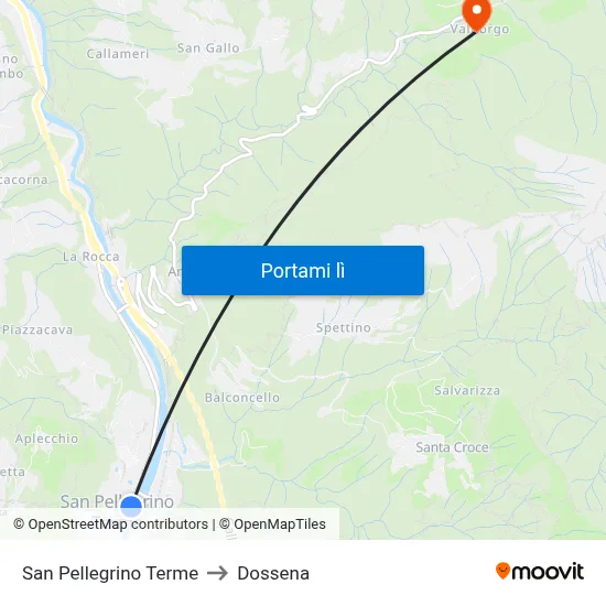 San Pellegrino Terme to Dossena map