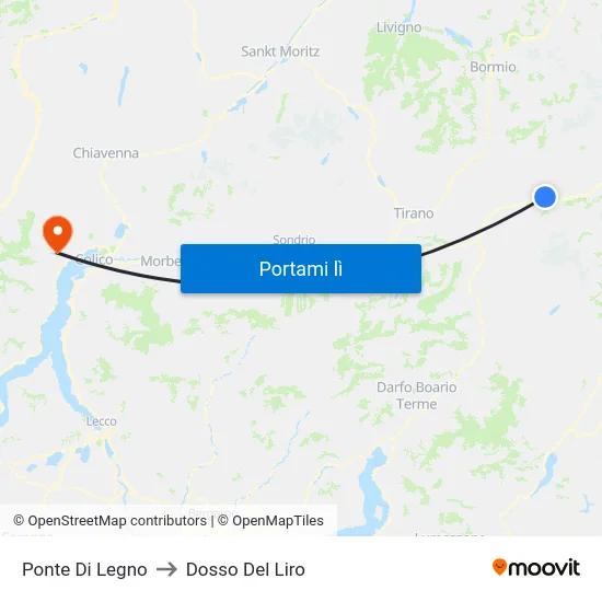 Ponte Di Legno to Dosso Del Liro map