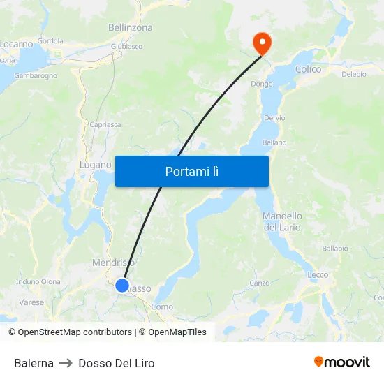 Balerna to Dosso Del Liro map