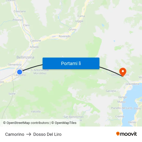 Camorino to Dosso Del Liro map