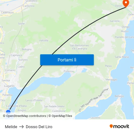 Melide to Dosso Del Liro map