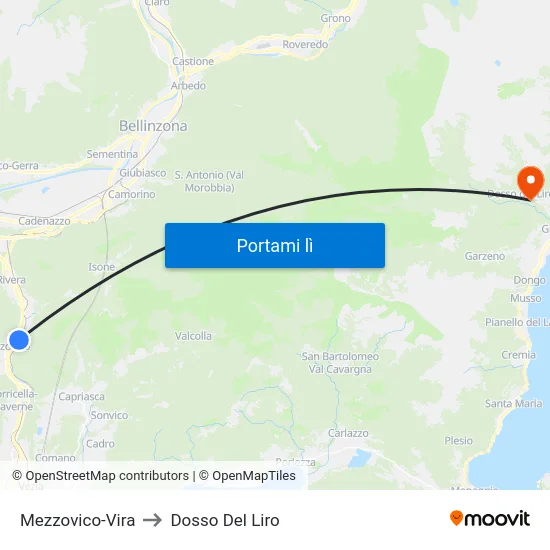 Mezzovico-Vira to Dosso Del Liro map