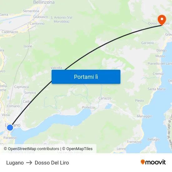 Lugano to Dosso Del Liro map