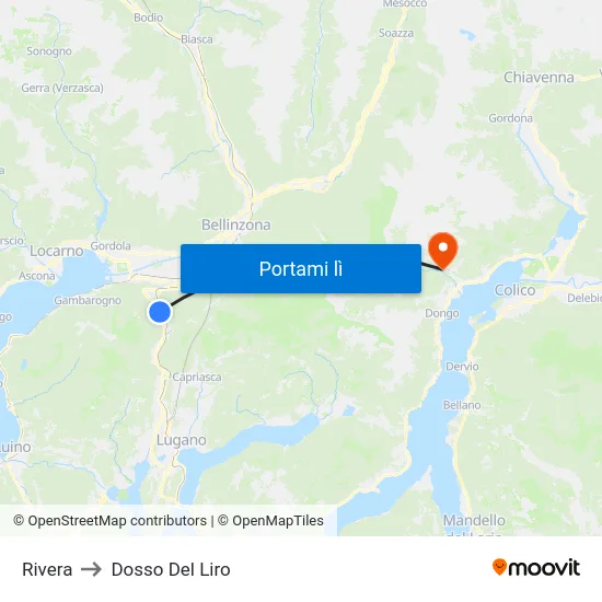 Rivera to Dosso Del Liro map