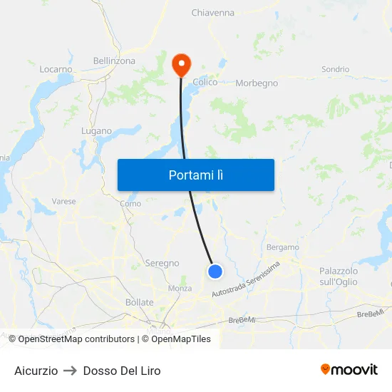 Aicurzio to Dosso Del Liro map
