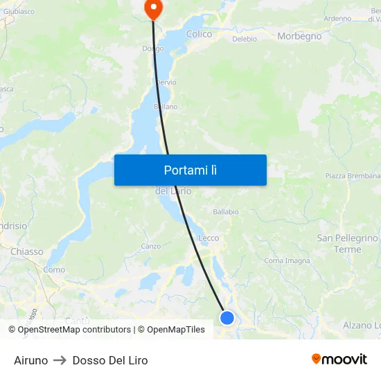 Airuno to Dosso Del Liro map