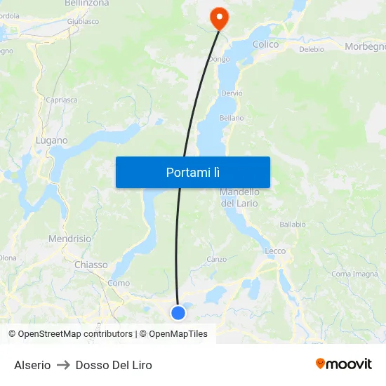 Alserio to Dosso Del Liro map