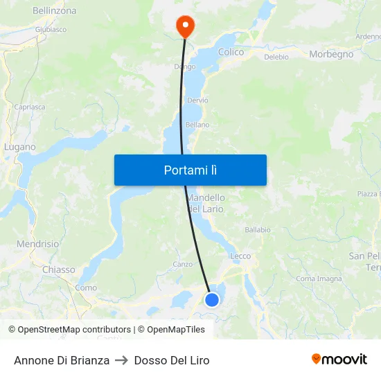 Annone Di Brianza to Dosso Del Liro map