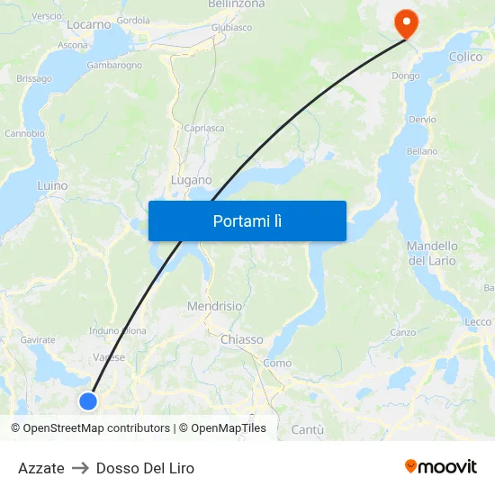 Azzate to Dosso Del Liro map