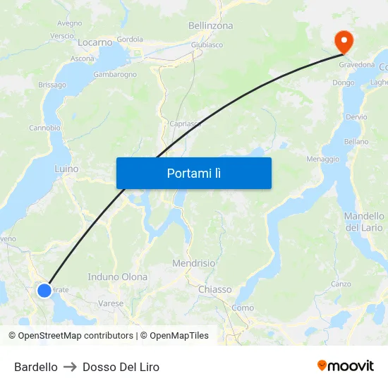 Bardello to Dosso Del Liro map