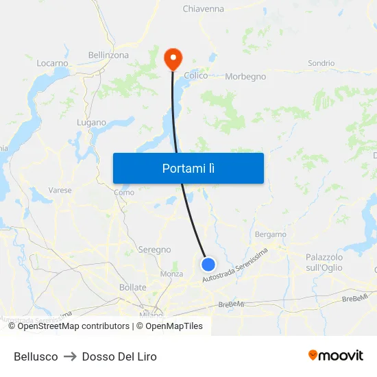 Bellusco to Dosso Del Liro map