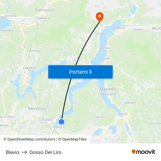 Blevio to Dosso Del Liro map