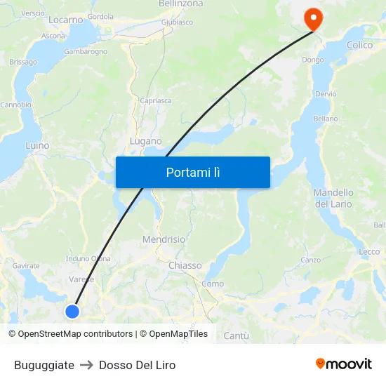 Buguggiate to Dosso Del Liro map