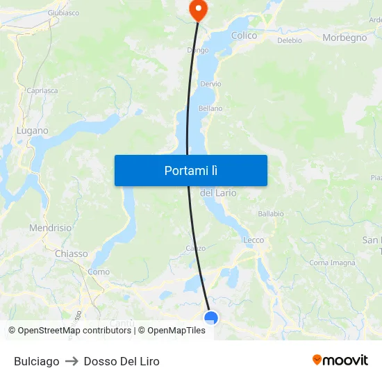 Bulciago to Dosso Del Liro map