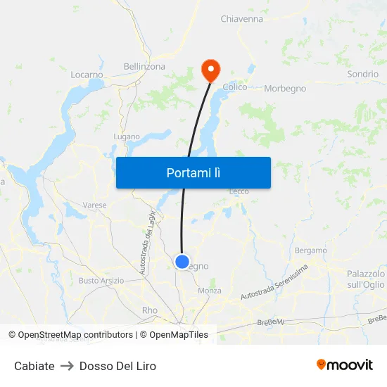 Cabiate to Dosso Del Liro map