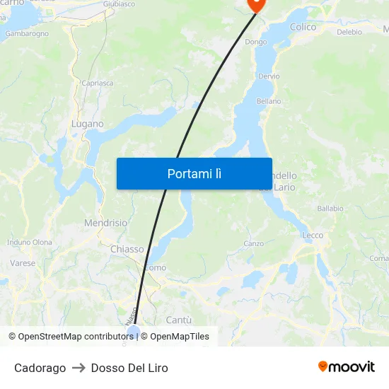 Cadorago to Dosso Del Liro map