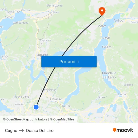 Cagno to Dosso Del Liro map