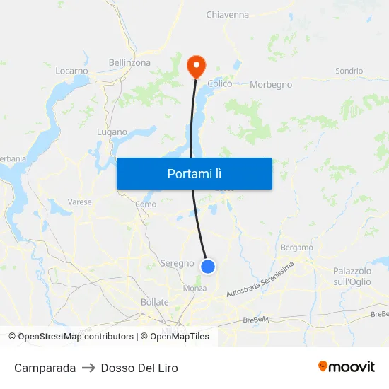 Camparada to Dosso Del Liro map