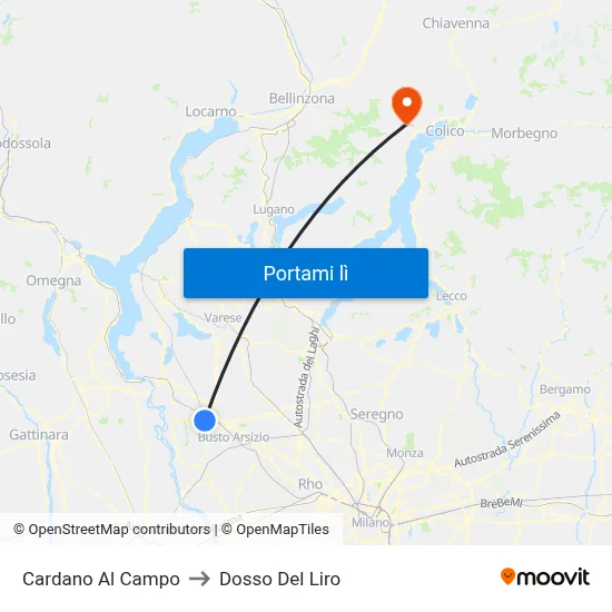 Cardano Al Campo to Dosso Del Liro map