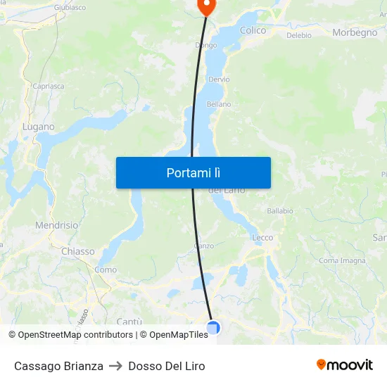 Cassago Brianza to Dosso Del Liro map