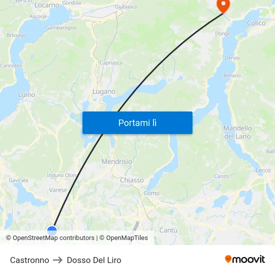 Castronno to Dosso Del Liro map