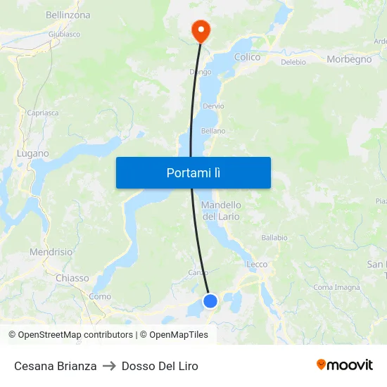 Cesana Brianza to Dosso Del Liro map