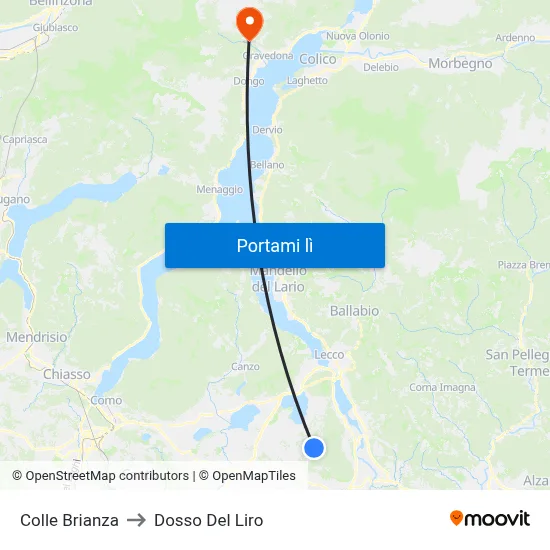 Colle Brianza to Dosso Del Liro map