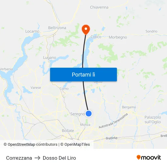 Correzzana to Dosso Del Liro map