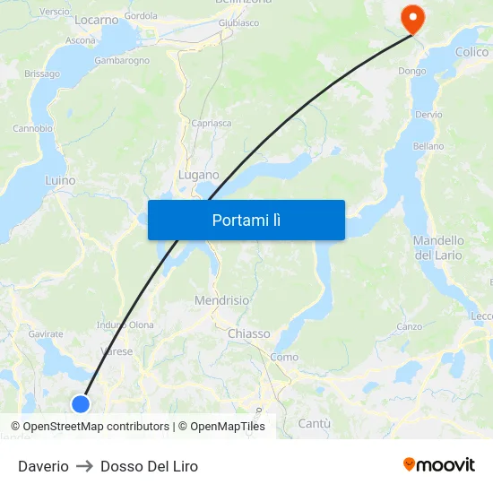 Daverio to Dosso Del Liro map