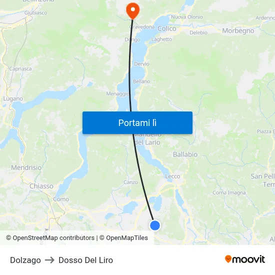 Dolzago to Dosso Del Liro map
