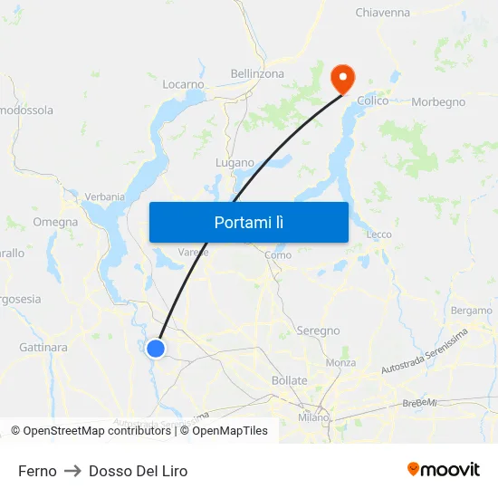 Ferno to Dosso Del Liro map