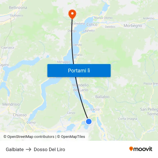 Galbiate to Dosso Del Liro map