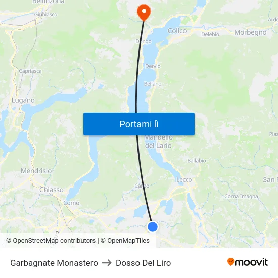 Garbagnate Monastero to Dosso Del Liro map