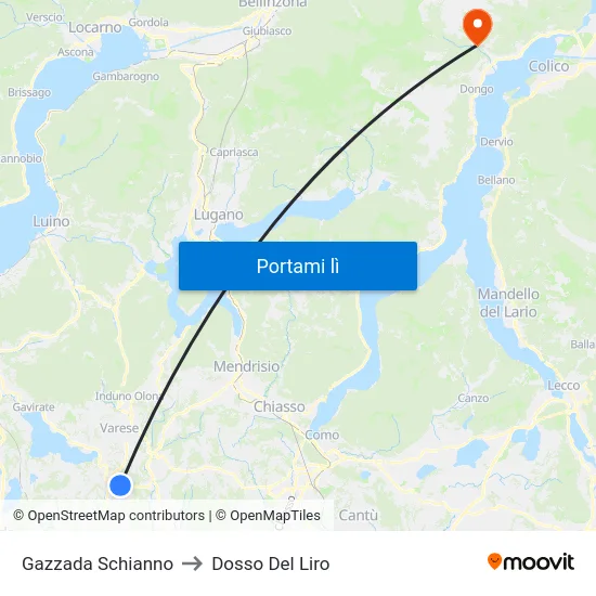 Gazzada Schianno to Dosso Del Liro map