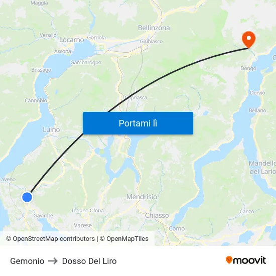 Gemonio to Dosso Del Liro map