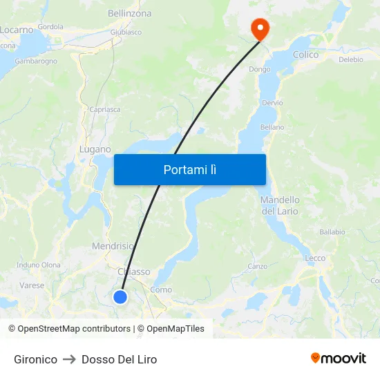 Gironico to Dosso Del Liro map