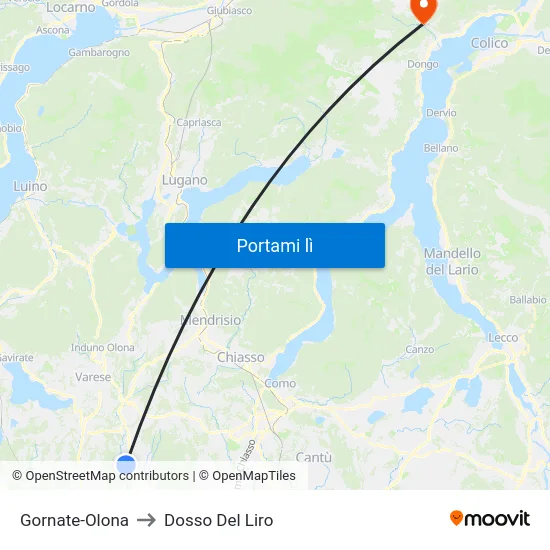 Gornate-Olona to Dosso Del Liro map