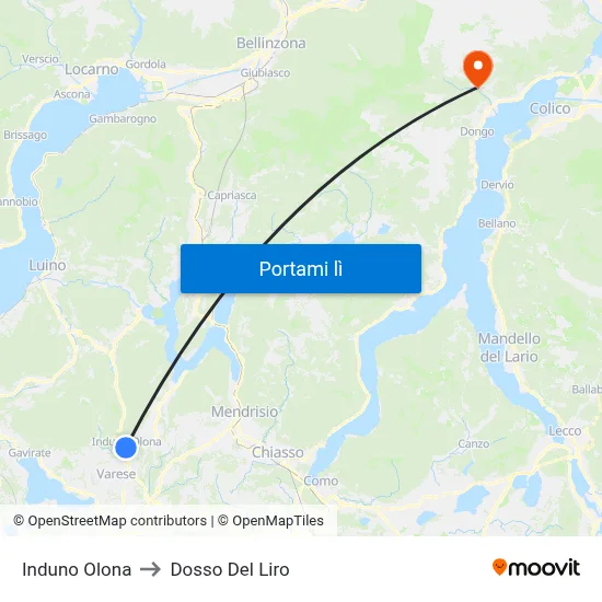 Induno Olona to Dosso Del Liro map