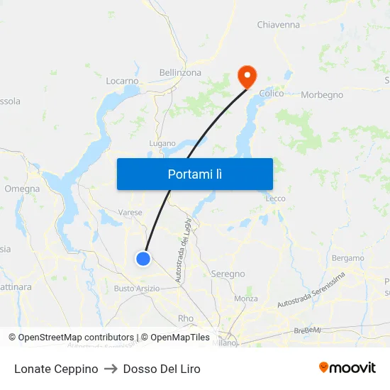Lonate Ceppino to Dosso Del Liro map