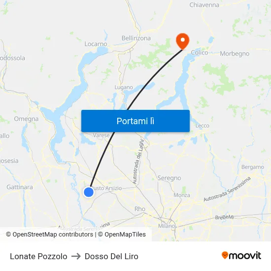 Lonate Pozzolo to Dosso Del Liro map