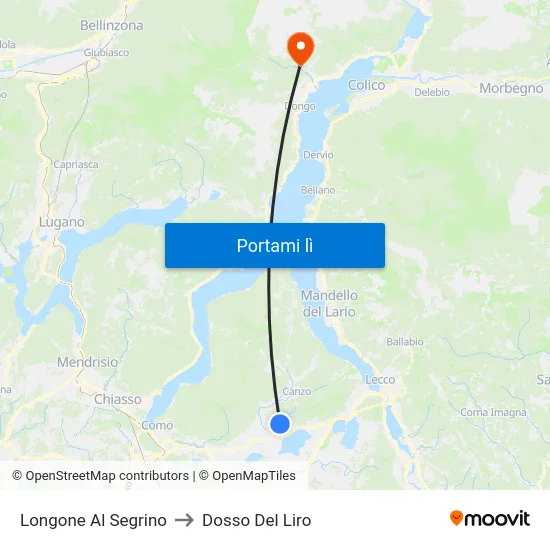 Longone Al Segrino to Dosso Del Liro map