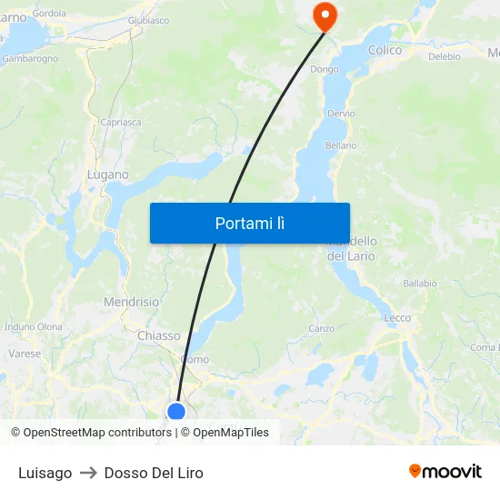 Luisago to Dosso Del Liro map