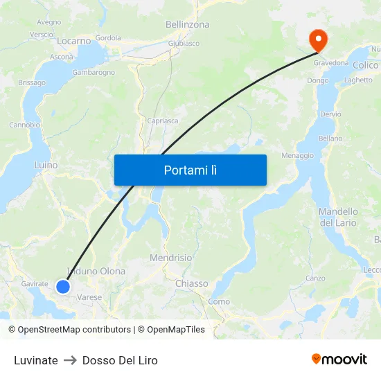 Luvinate to Dosso Del Liro map