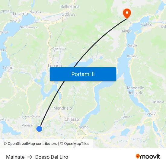 Malnate to Dosso Del Liro map